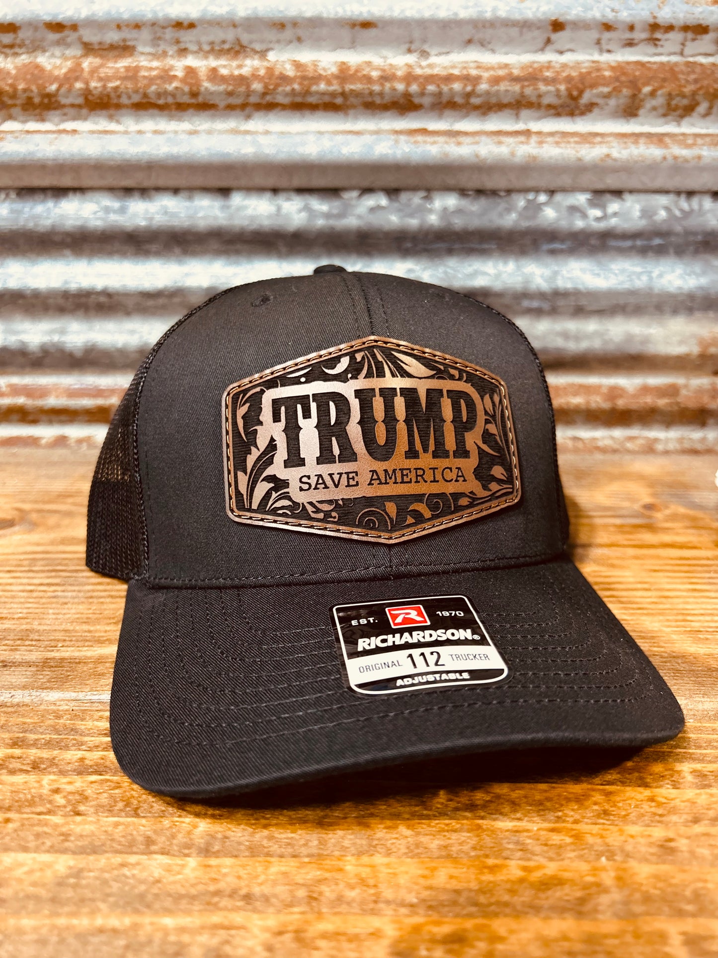 Tooled Leather Trump Hat