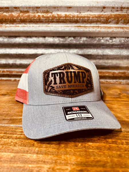 Tooled Leather Trump Hat